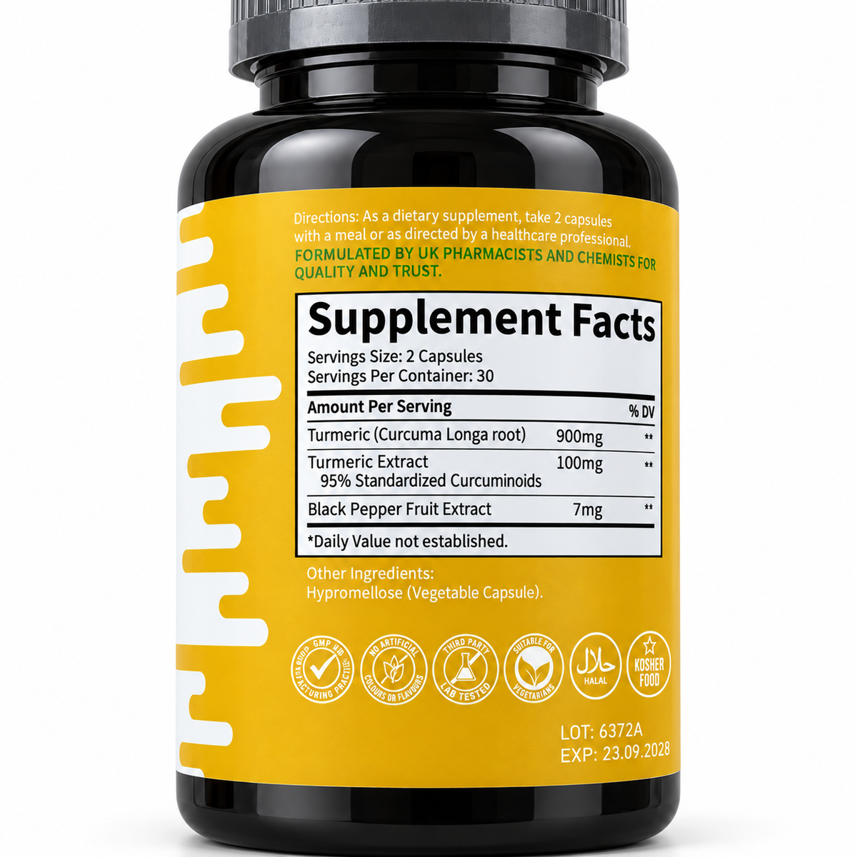 Dr Root Turmeric 1g Complex with Black Pepper | 60 Capsules