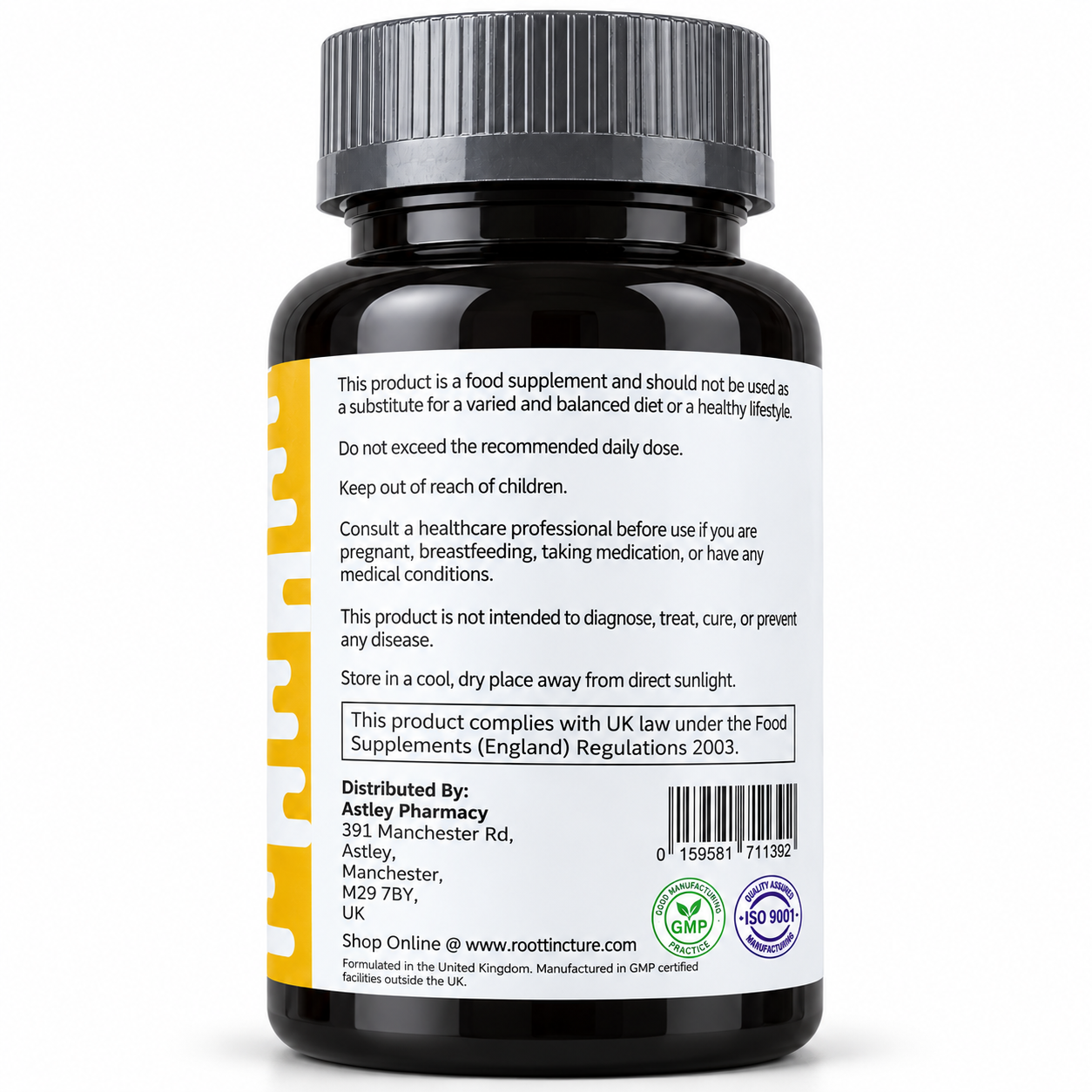 Dr Root Turmeric 1g Complex with Black Pepper | 60 Capsules