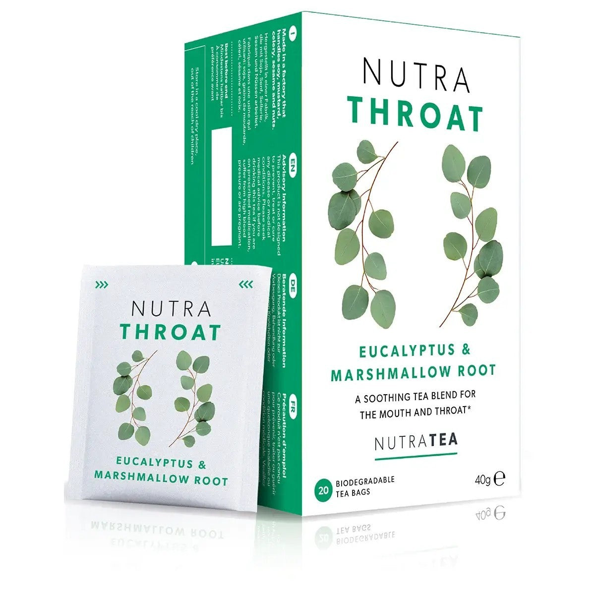 NutraTea Throat Tea Eucalyptus & Marshmallow Root 20 Biodegradable Tea Bags0