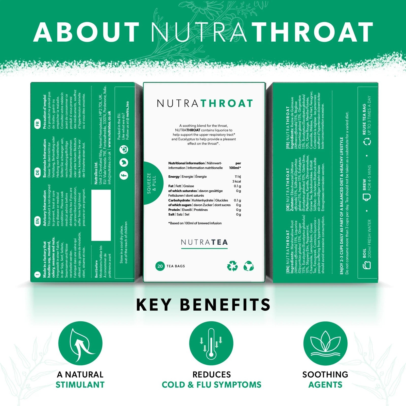 NutraTea Throat Tea Eucalyptus & Marshmallow Root 20 Biodegradable Tea Bags1
