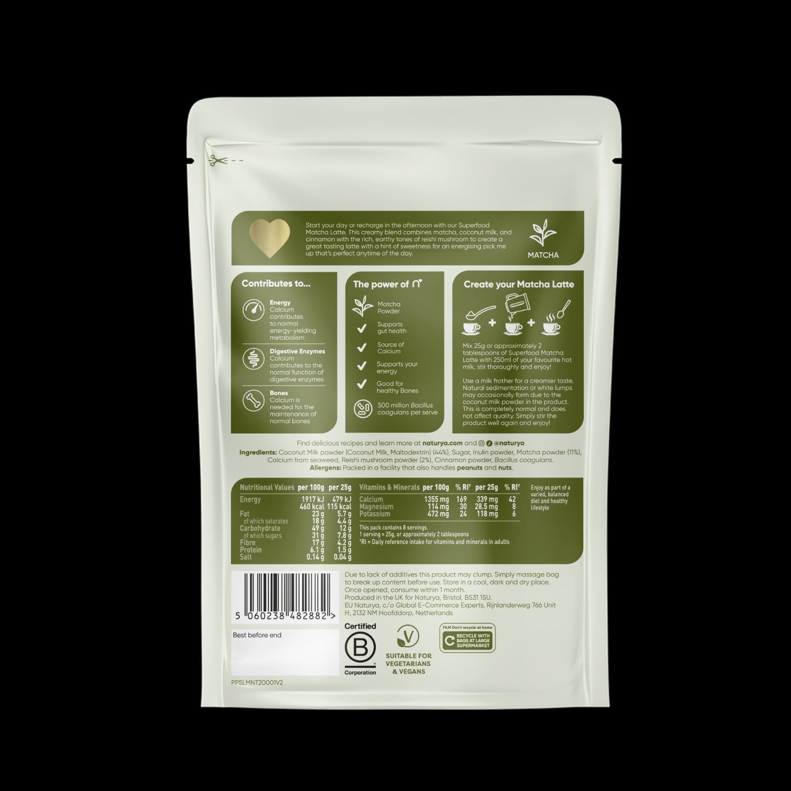 Naturya Matcha Superfood Latte 200g | Organic Energy Focus Antioxidants Drink2