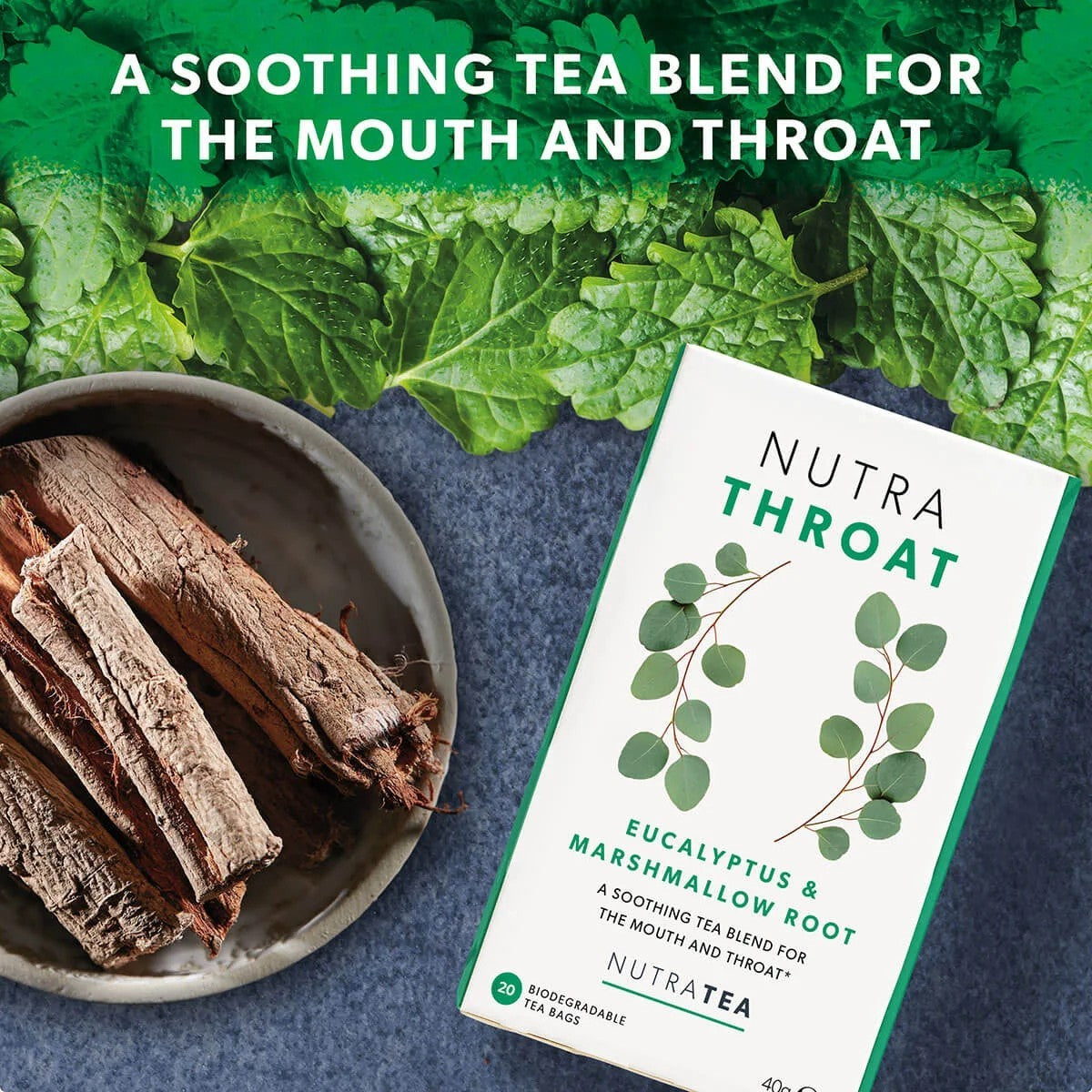 NutraTea Throat Tea Eucalyptus & Marshmallow Root 20 Biodegradable Tea Bags6