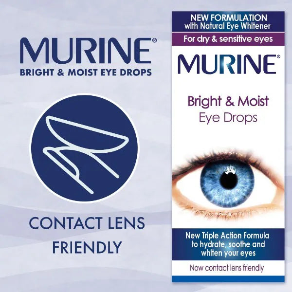 MURINE Bright & Moist Eyes Dry Drops 15ml Soothes & Refreshes Cleans Tired Eyes