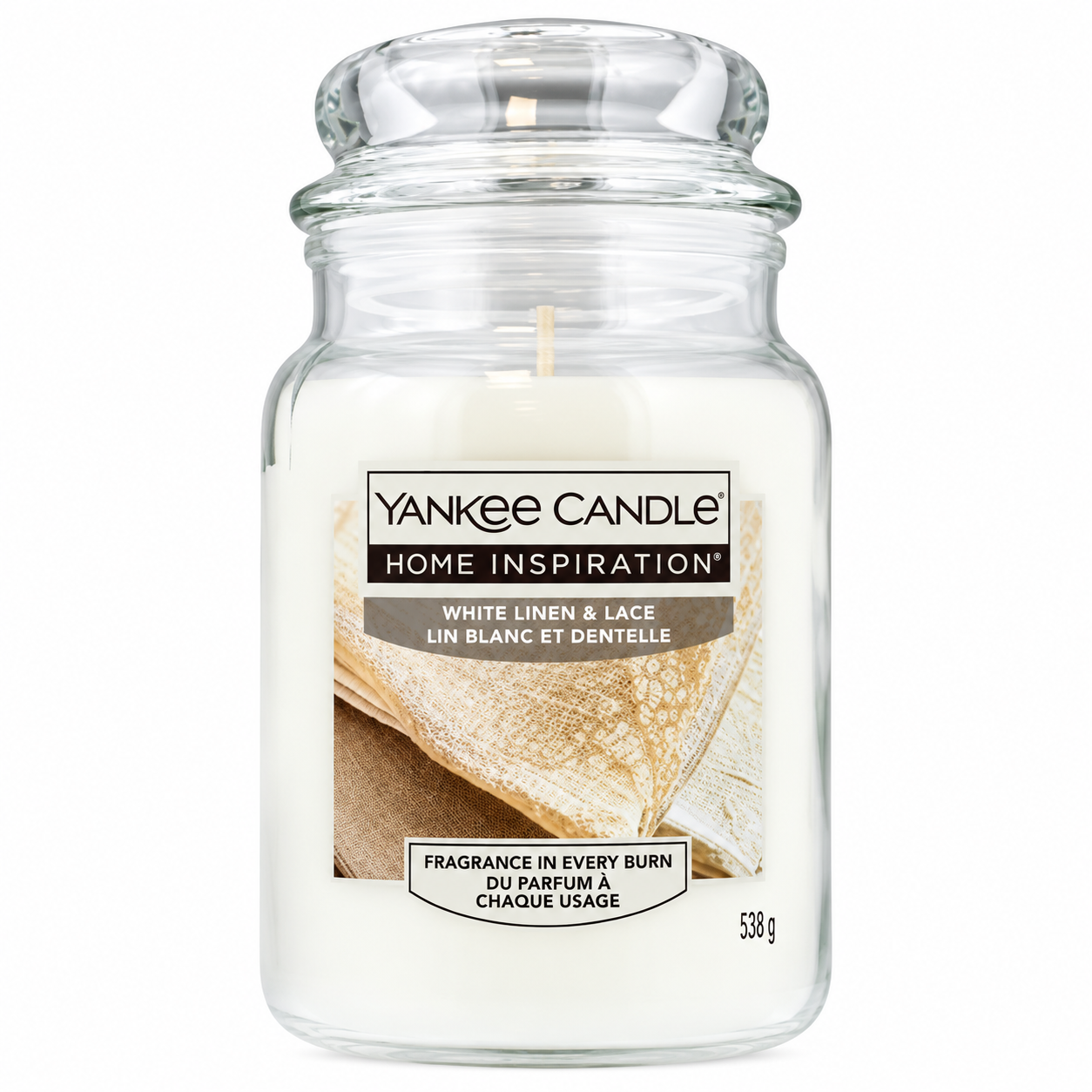 Yankee Candle White Linen & Lace Large Jar Candle 538g Fresh Clean Fragrance