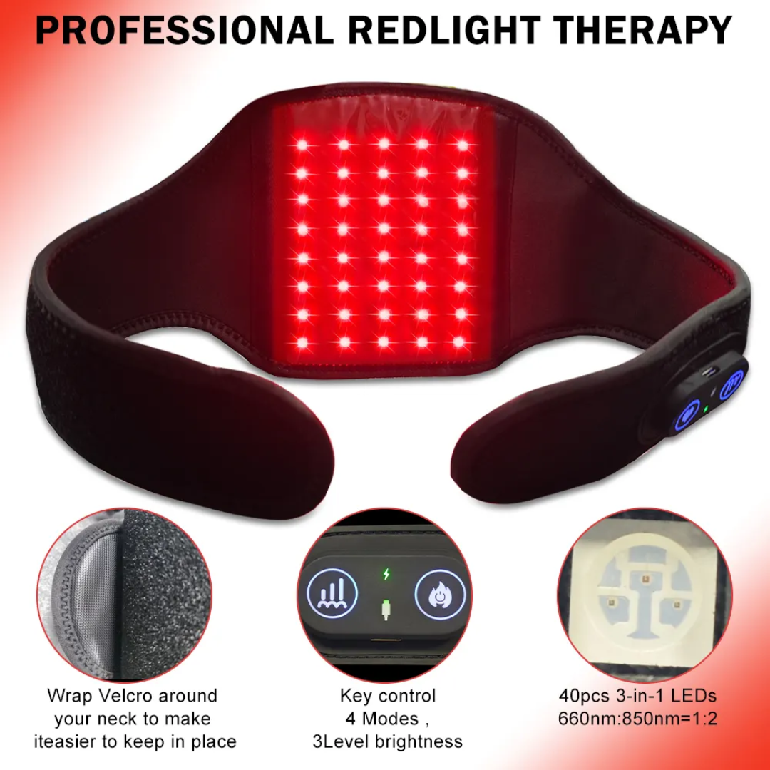 Red Light Therapy Neck Wrap 660nm 850nm Infrared LED Pain Relief Device