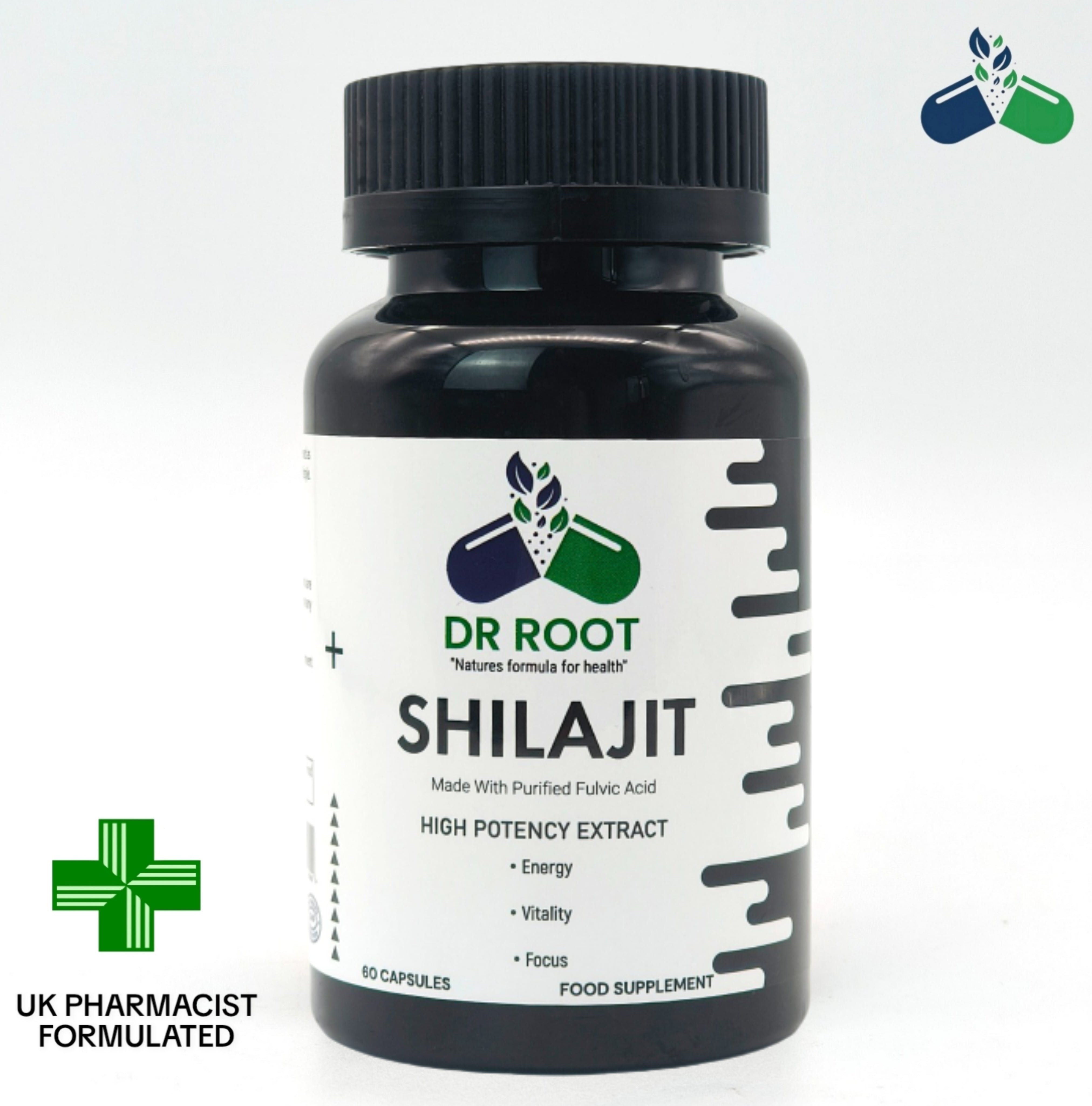 Dr Root Shilajit Vitality Capsules 60 Caps UK Pharmacist Formulated for Energy & Wellness