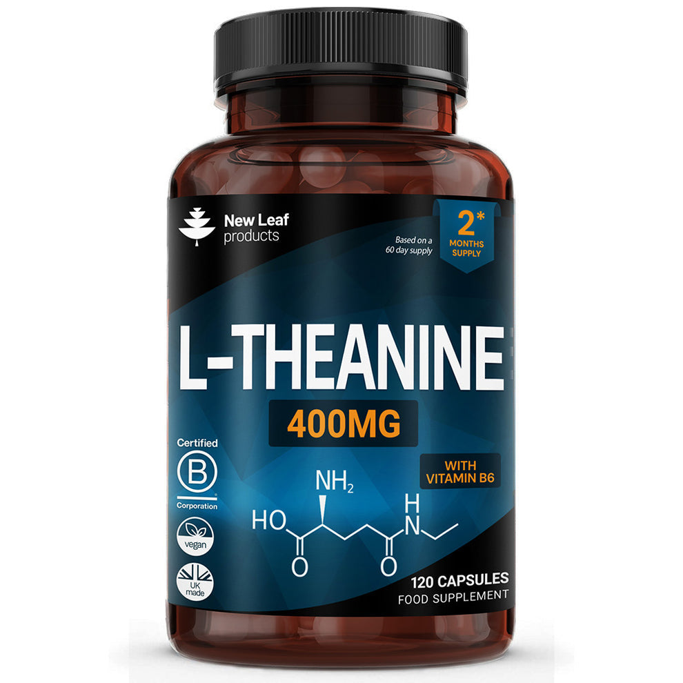 New Leaf L-Theanine 400mg with Vitamin B6 – High Strength Vegan – 120 Capsules