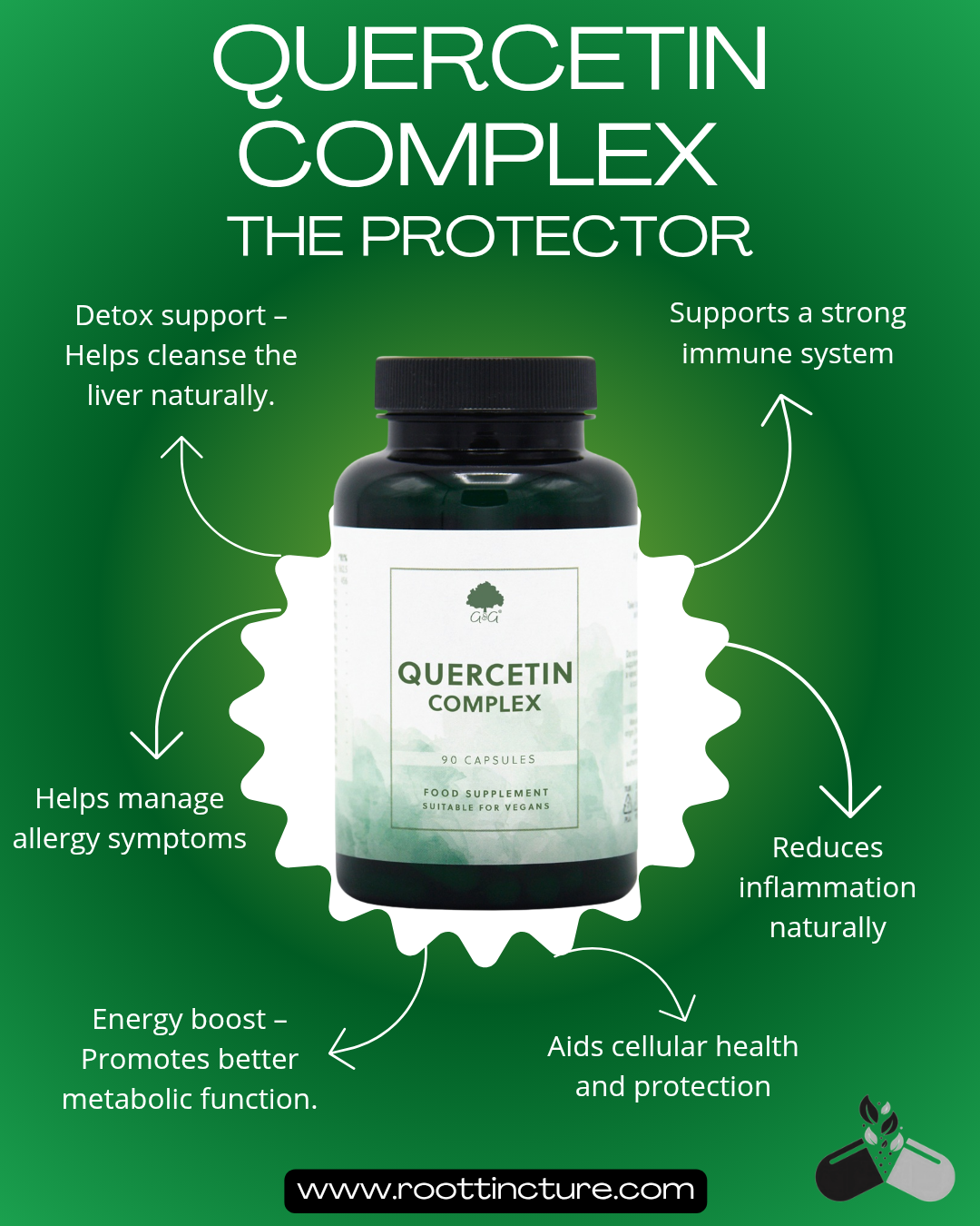 G&G Quercetin Complex 90 Vegan Capsules Immune Antioxidant Allergy Support