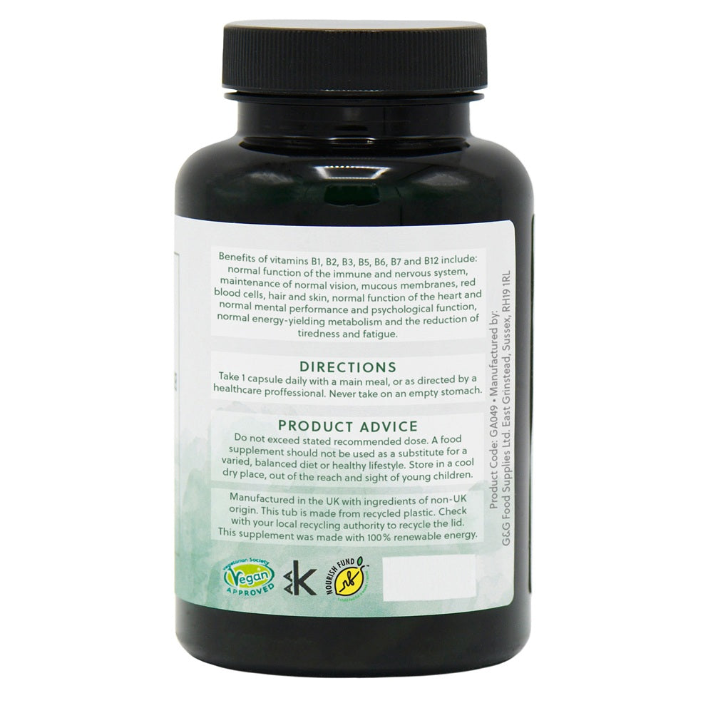 G&G Balanced B-Complex with Nicotinamide – Energy, Nervous System & Red Blood Cells – 120 Vegan Capsules