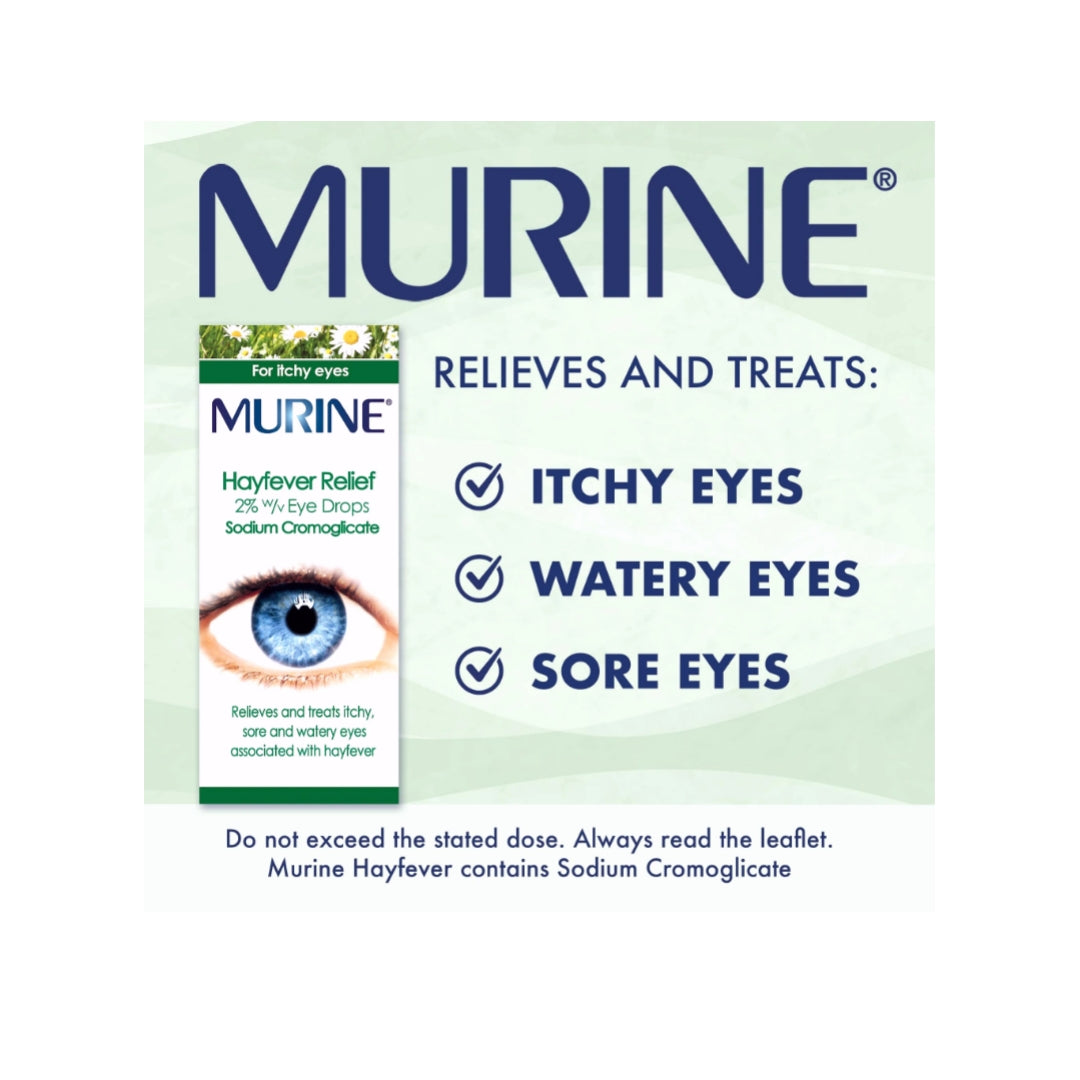 Murine Hayfever Relief 2% Eye Drops - 10ml  For Itchy Sore Watery Eyes