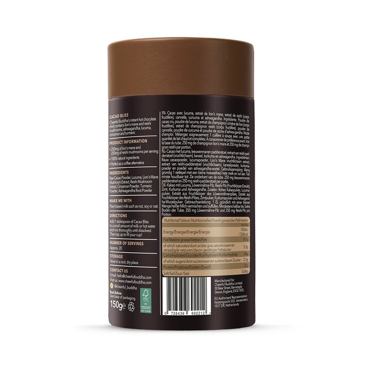 Cheerful Buddha Cacao Bliss Lion's Mane Reishi Hot Chocolate 150g