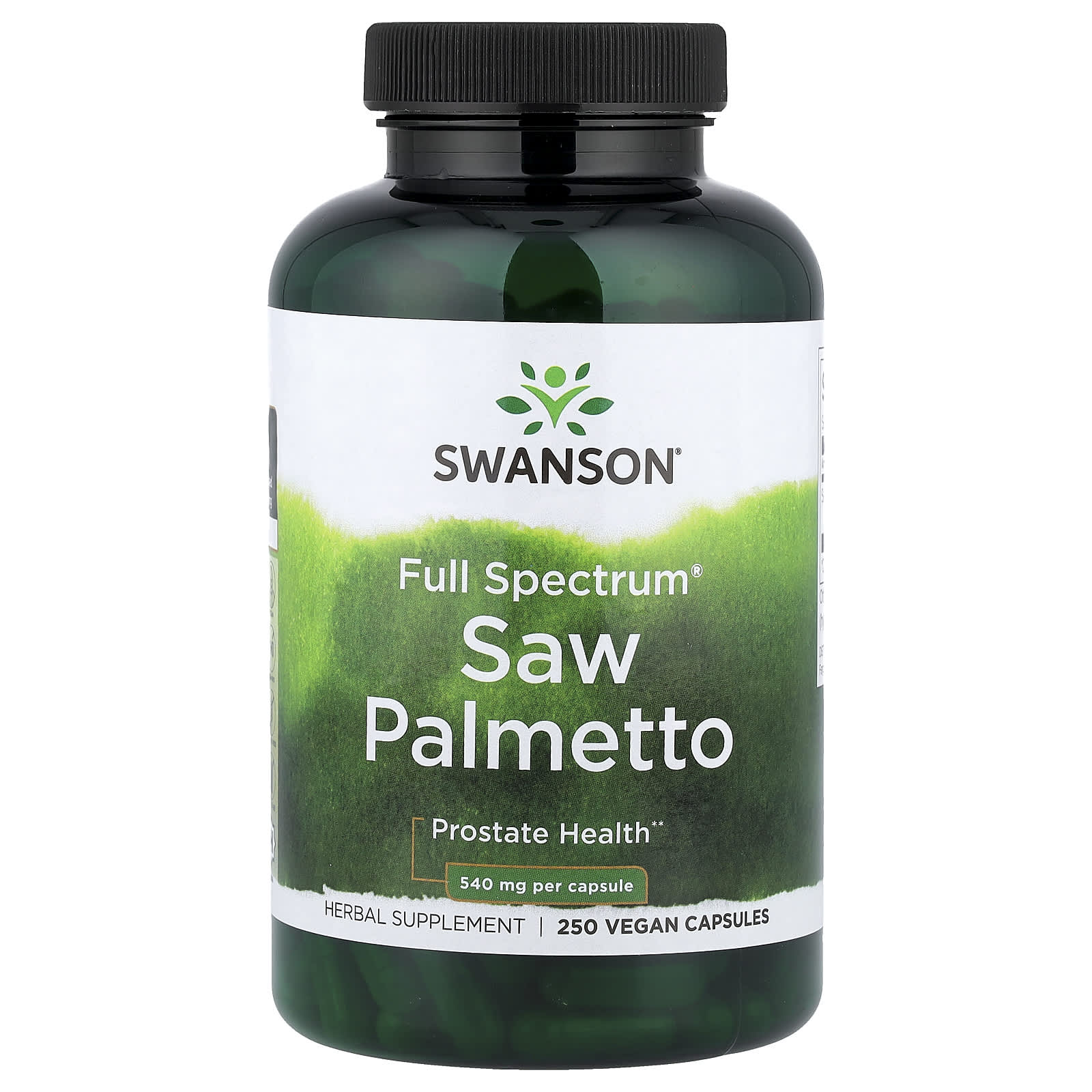 Swanson Saw Palmetto 540mg 250 Vegan Capsules Male Prostate Health