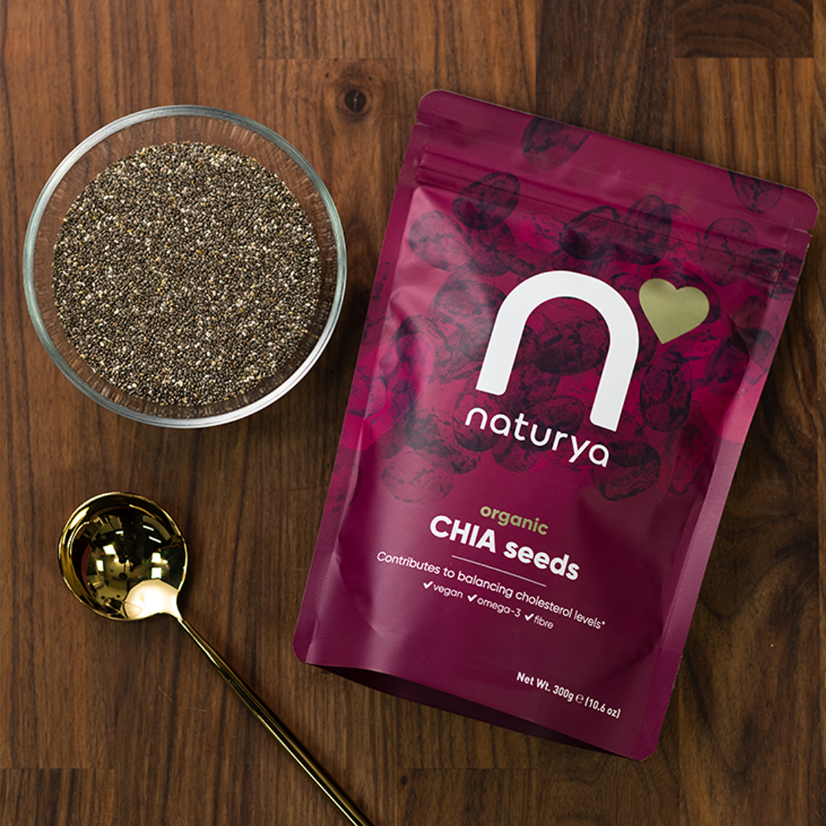 Naturya Organic Chia Seeds 300g  High Fibre Omega-3, Gluten-Free IBS Superfood