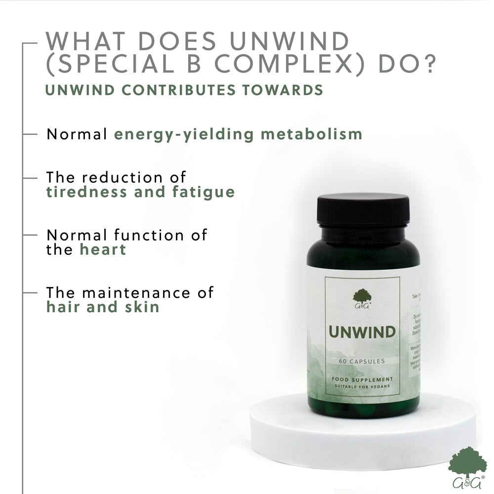 G&G Unwind Special B Complex 60 Vegan Capsules Relaxation Sleep Stress Energy