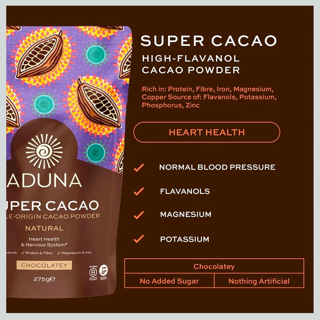Aduna Super Cacao Powder 275g – Natural Single-Origin, Heart & Nerve Support