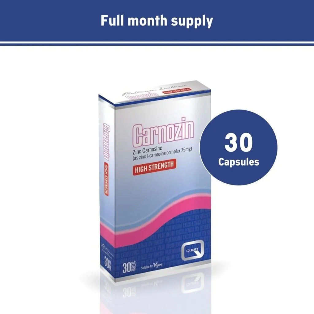 Quest Carnozin Zinc Carnosine 75mg  Gut Digestive Stomach Support 30 Capsules