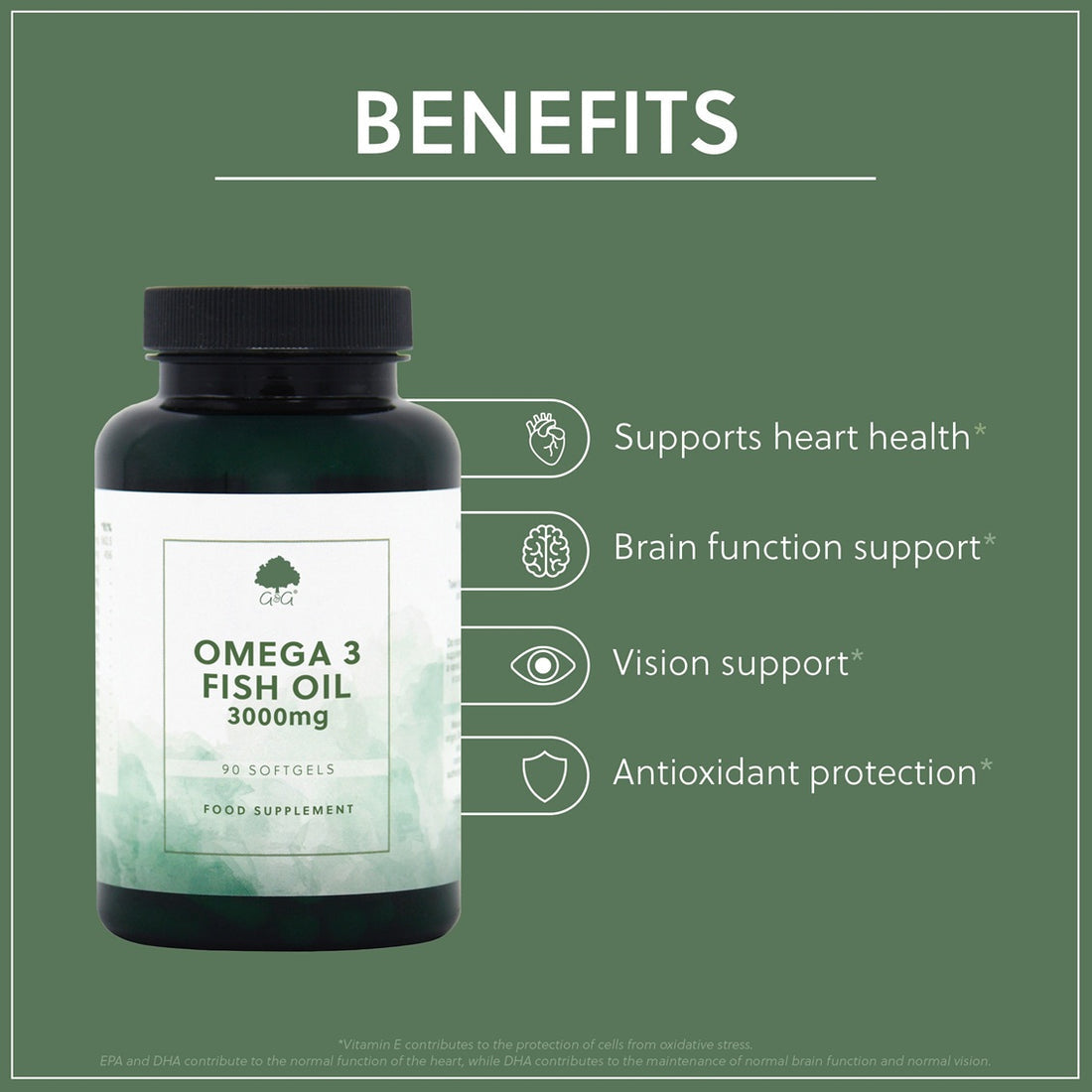 G&G Omega 3 Fish Oil 3000mg - 90 Softgels | Heart, Brain & Joint Menopause Support