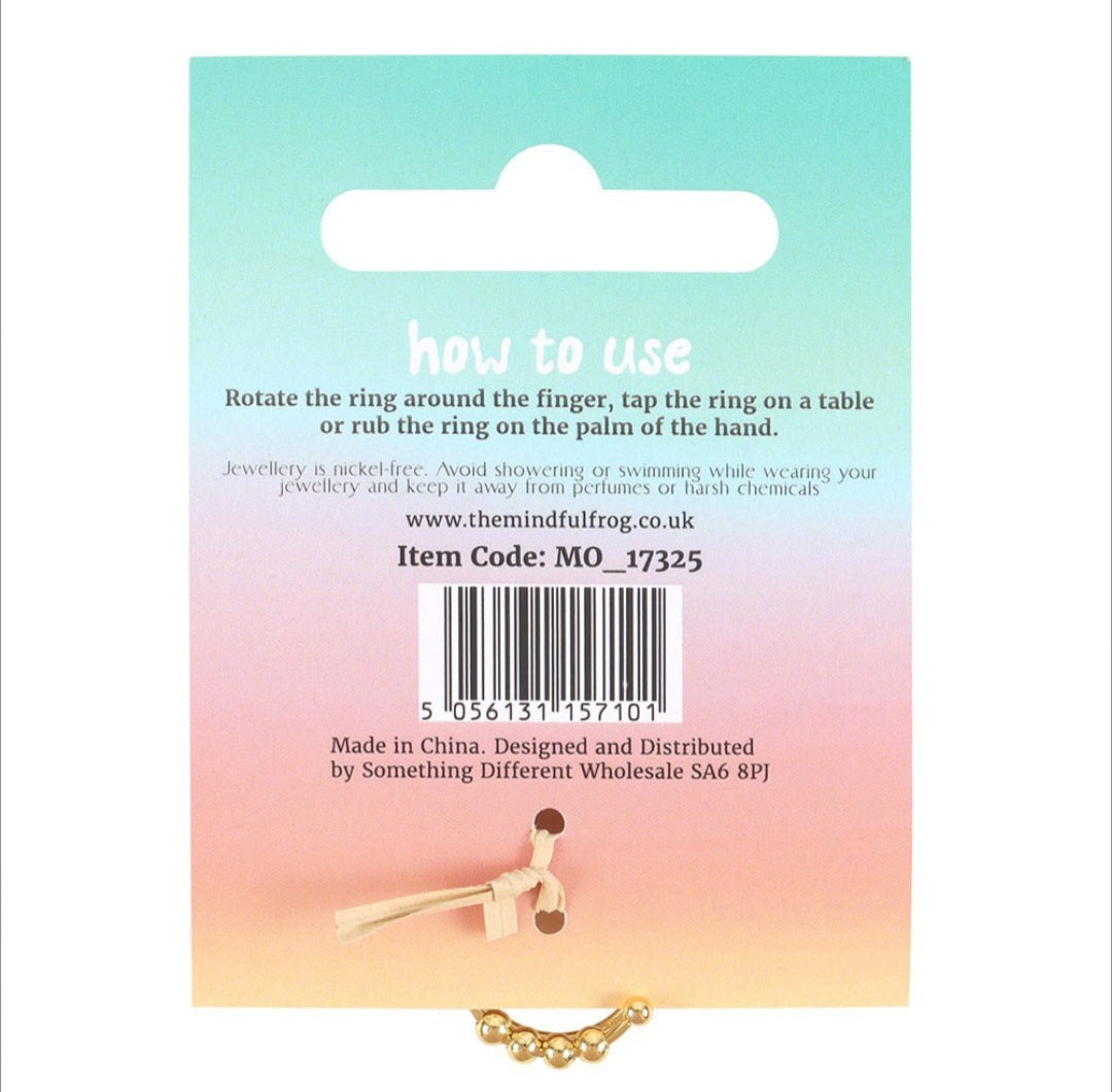 Anti-Anxiety Stress Relief Fidget Ring – Adjustable Spinner Beads for Calm, Focus & Meditation (Gold)