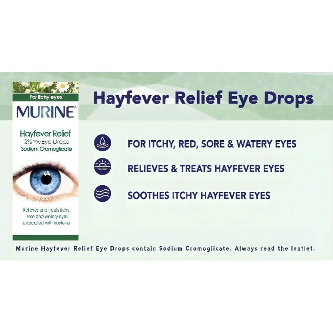 Murine Hayfever Relief 2% Eye Drops - 10ml  For Itchy Sore Watery Eyes