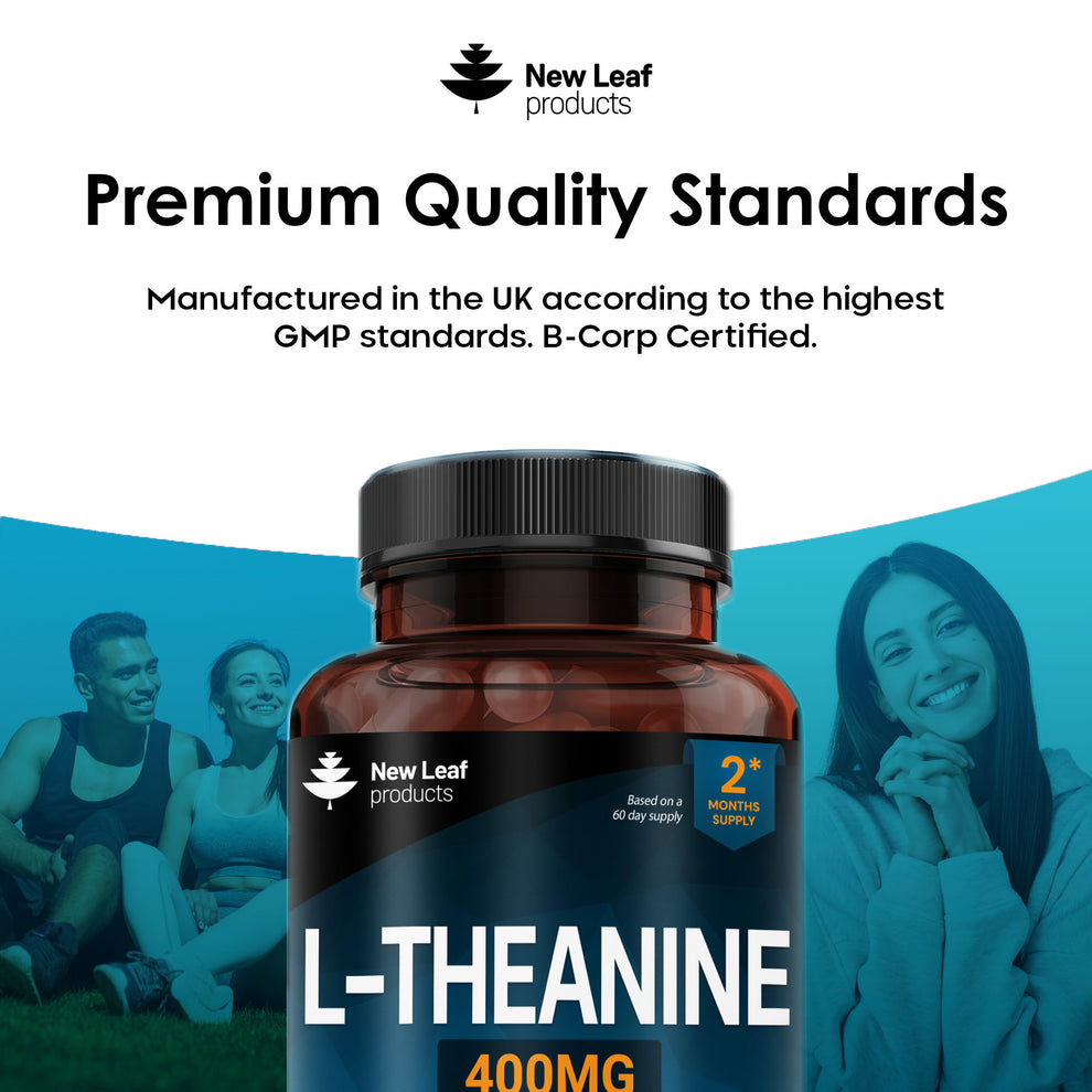 New Leaf L-Theanine 400mg with Vitamin B6 – High Strength Vegan – 120 Capsules