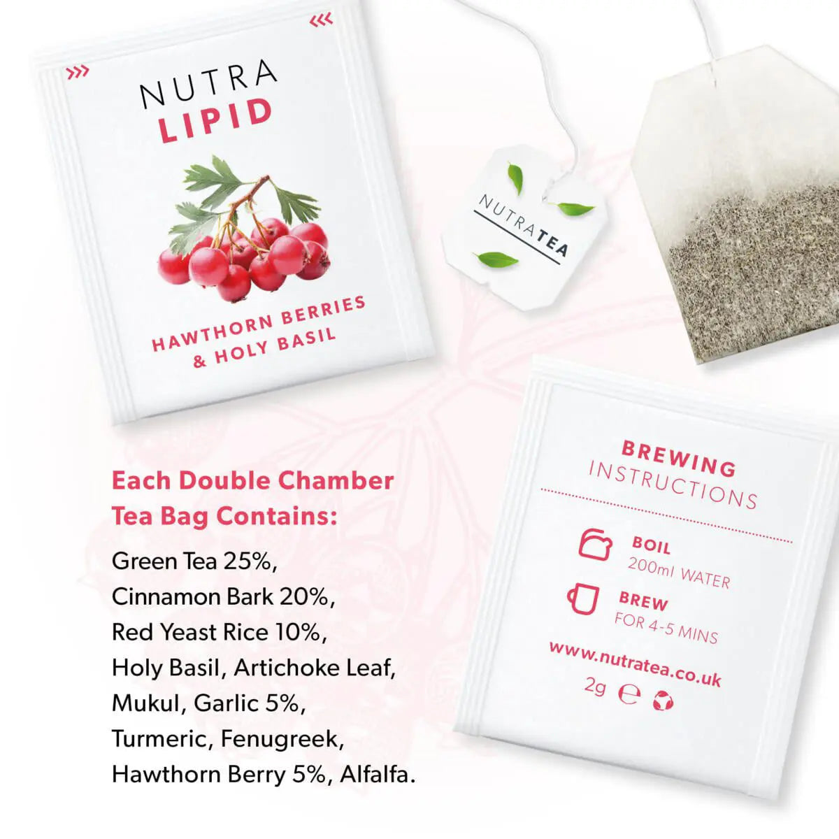 NutraTea NutraLipid Cholesterol Support Heart Health Herbal Tea 20 Tea Bags
