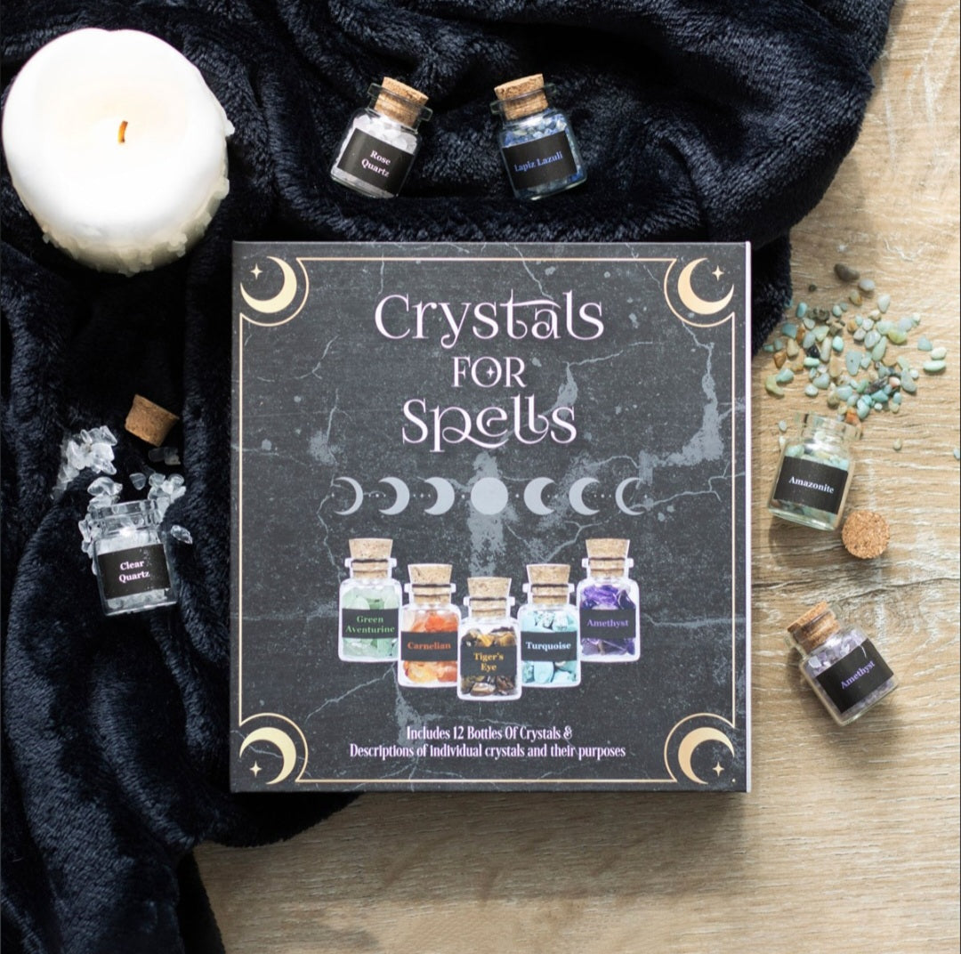 Crystal Chip Gift Set 12 Bottled Healing Meditation Stones for Sacred Space