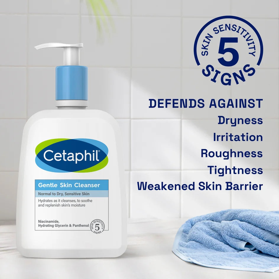 Cetaphil Gentle Skin Cleanser 473ml Sensitive Face Wash Niacinamide Pump Clean