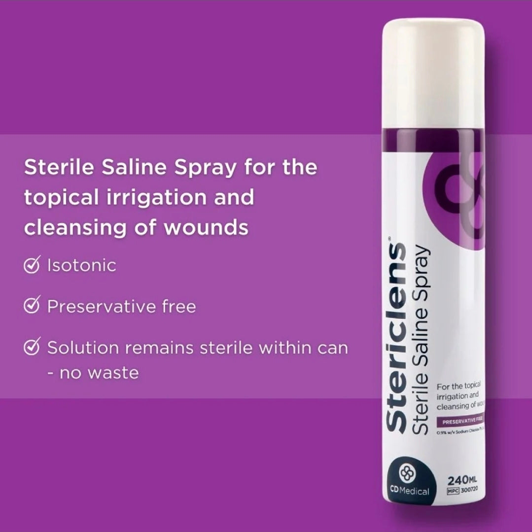 Stericlens Sterile Saline Spray 240ml Wound Cleanser Irrigation Spray First Aid Preservative Free
