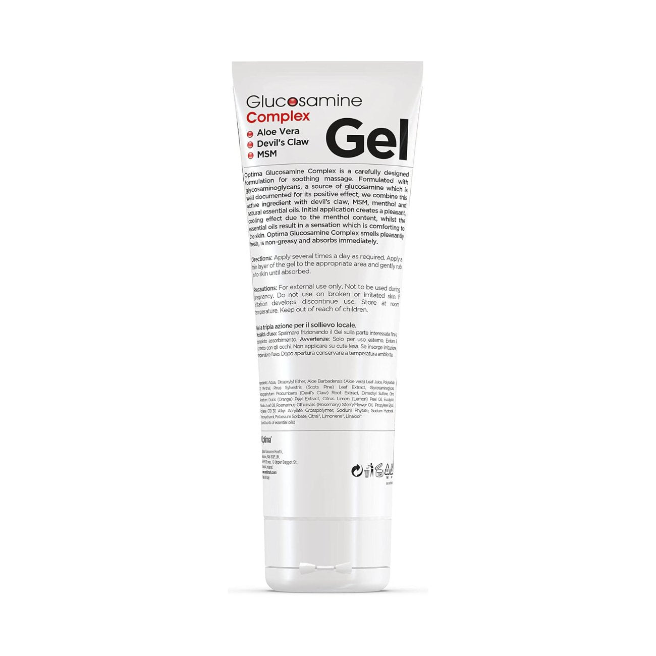 Optima Glucosamine Complex Gel 125ml Cooling Joint Massage Gel with MSM & Devil’s Claw