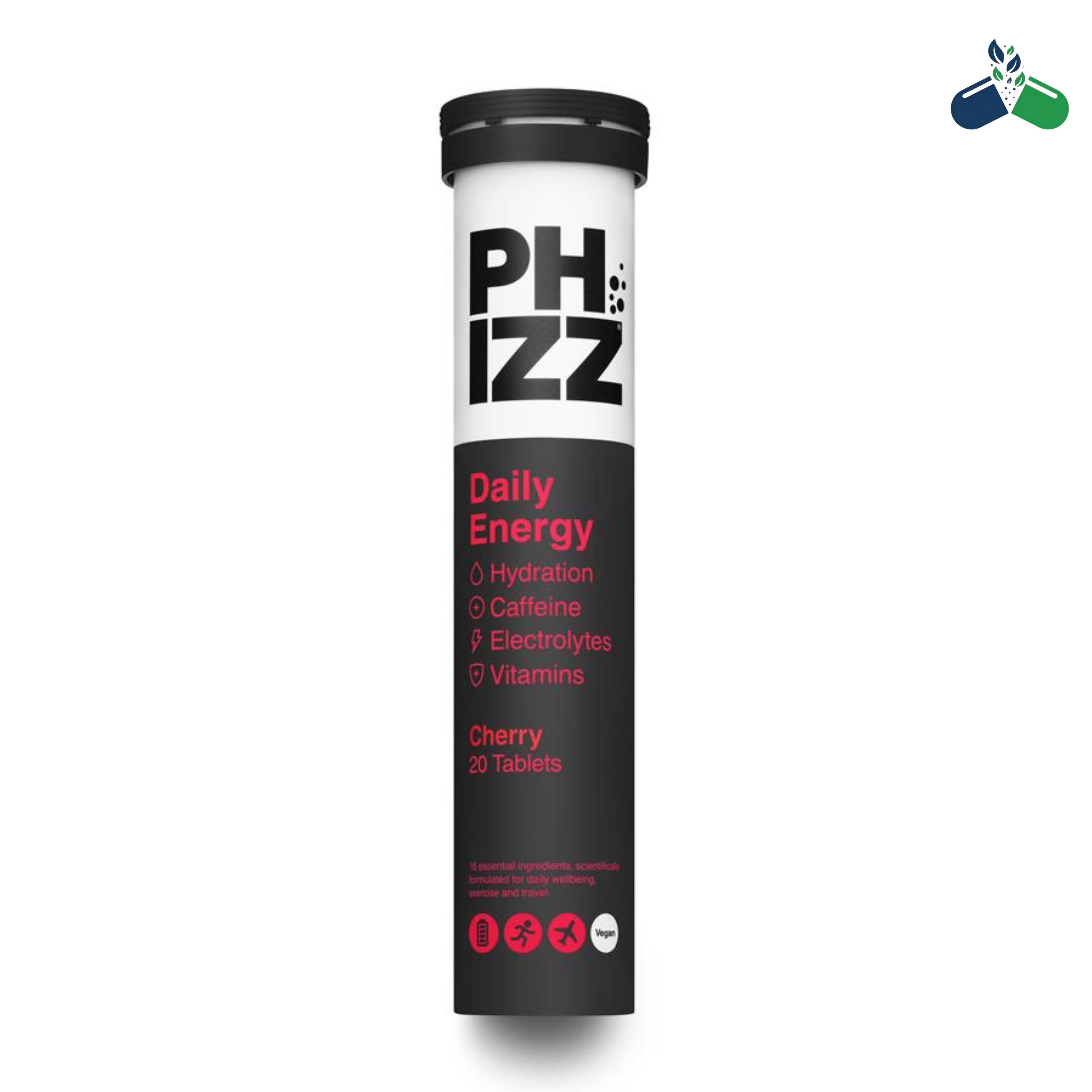 Phizz Energy Electrolyte 75mg Caffeine Cherry 20 Effervescent Tablets