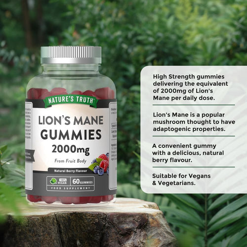 Nature’s Truth Lion’s Mane Gummies 2000mg 60 Vegan – Brain & Focus Support