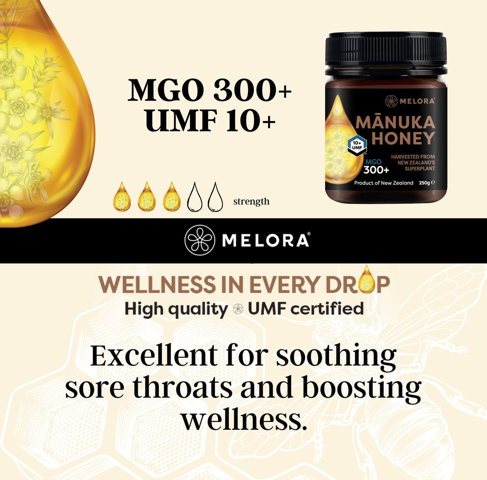 Melora Manuka Honey UMF 10+ MGO 300+ Premium New Zealand Honey 250g Jar