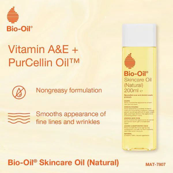 Bio-Oil Natural Skincare Oil 200ml Scar & Stretch Mark Moisturiser