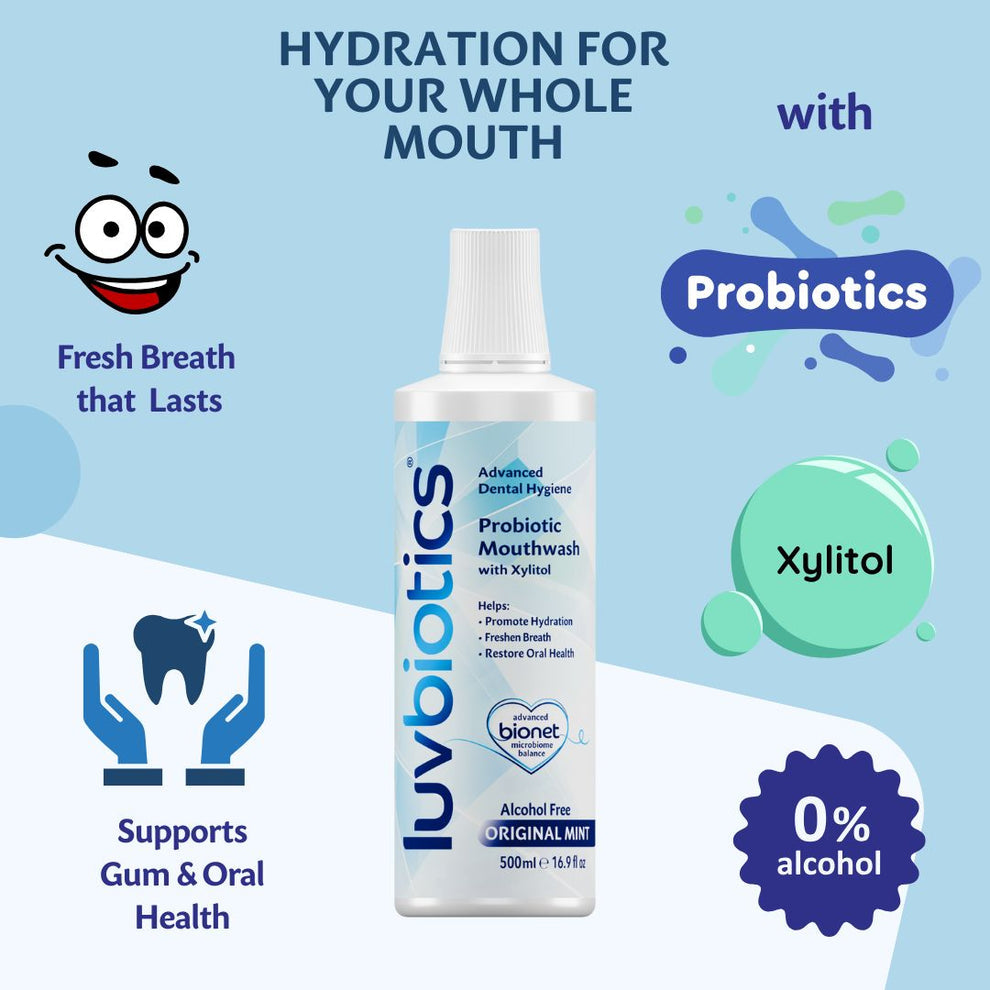 Luvbiotics Probiotic Mouthwash with Xylitol Original Mint 500ml Alcohol Fluoride Free