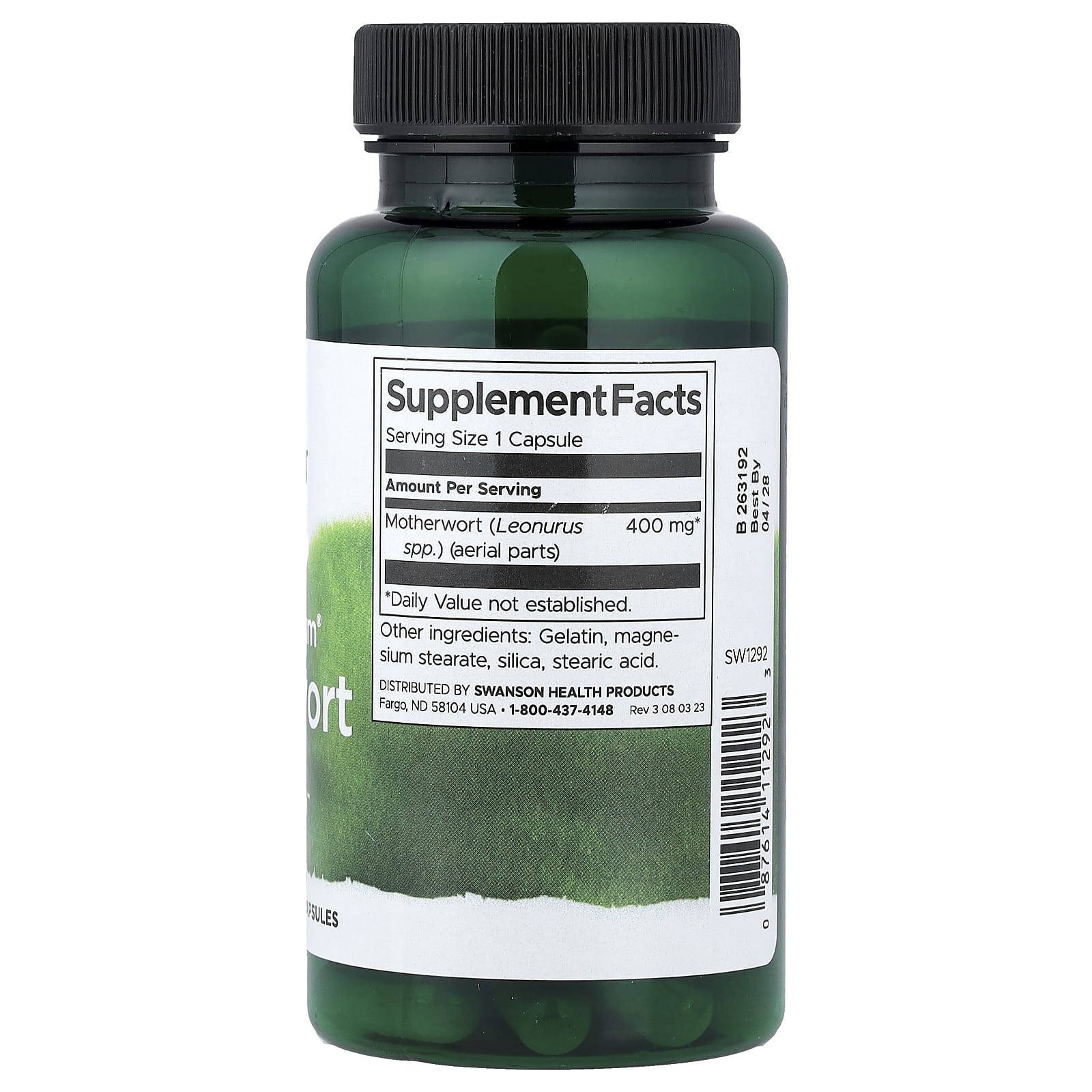 Swanson Motherwort 400mg Calm Anxiety Heart Hormone Support 60 Capsules