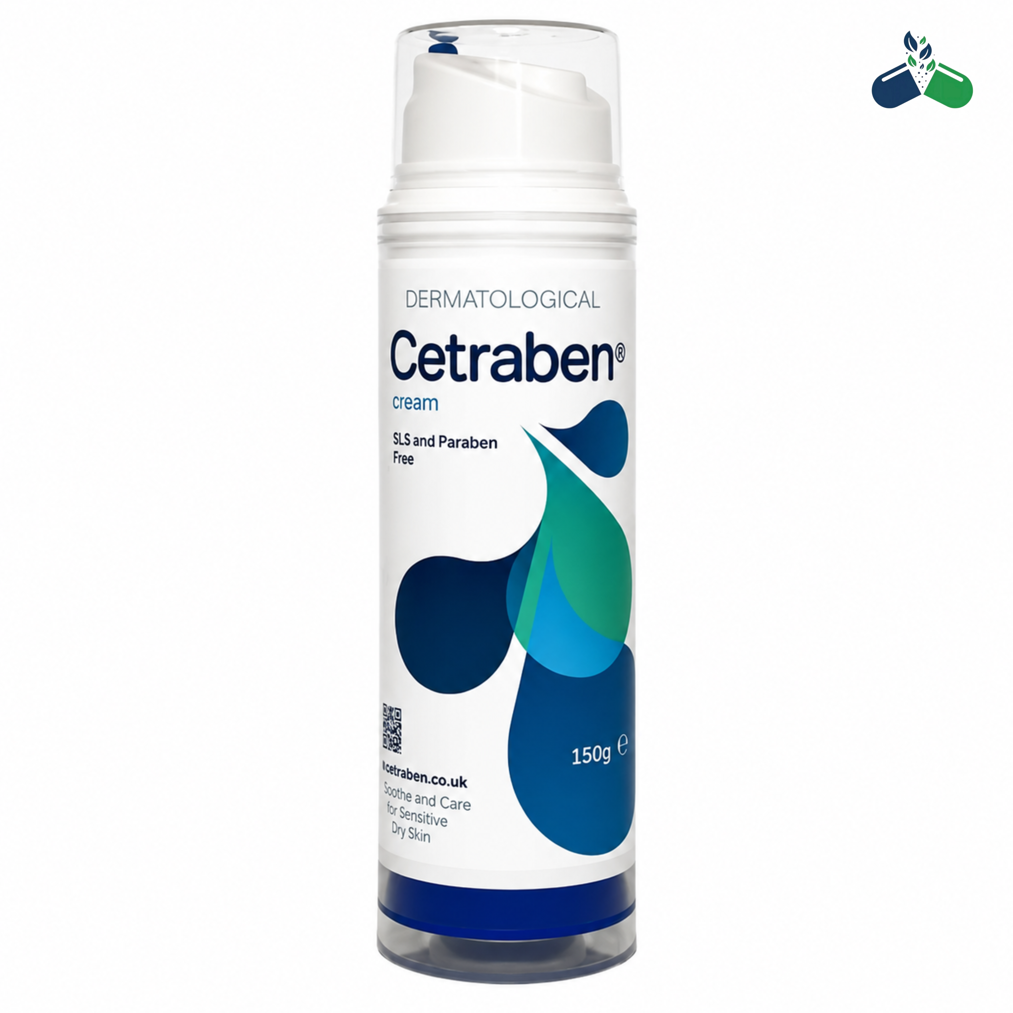 Cetraben Cream 150g Pump Bottle SLS Paraben Free Moisturising Relief for Dry Sensitive Skin