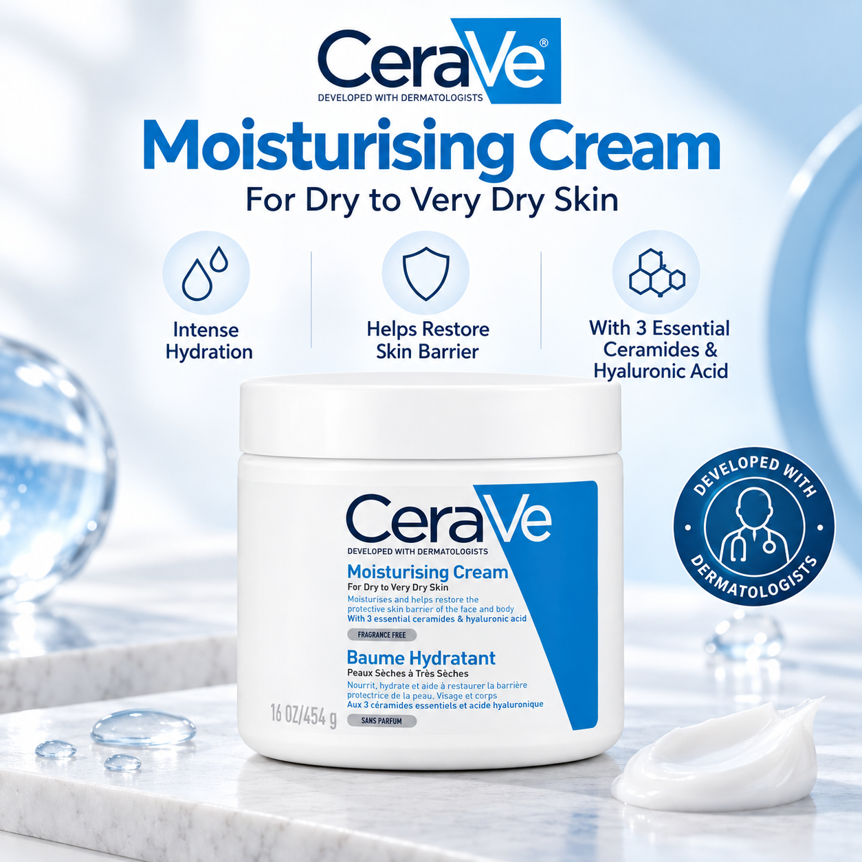 CeraVe Moisturising Cream 454g Dry to Very Dry Skin
