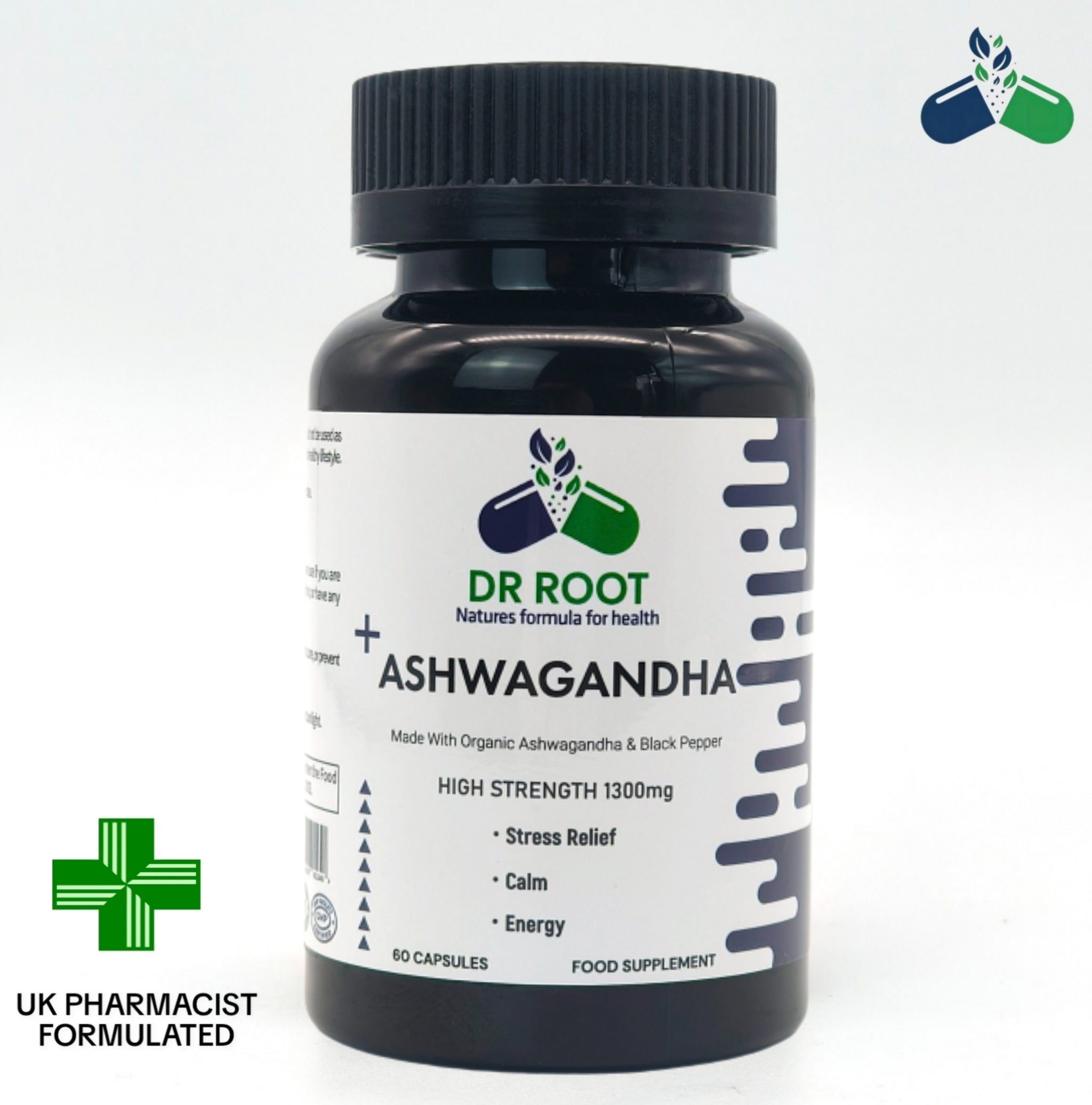Dr Root Ashwagandha 60 Capsules Calm Energy Cognitive Stress Cortisol Support