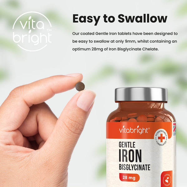 Vitabright Gentle Chelated Iron Bisglycinate Non Constipating 28mg Vegan 180 Tablets
