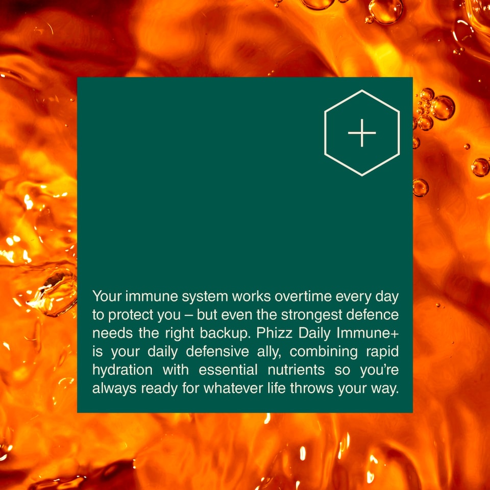 Phizz Daily Immune+ Effervescent Tablets Orange 20  Hydration & Vitamins C, D, Zinc