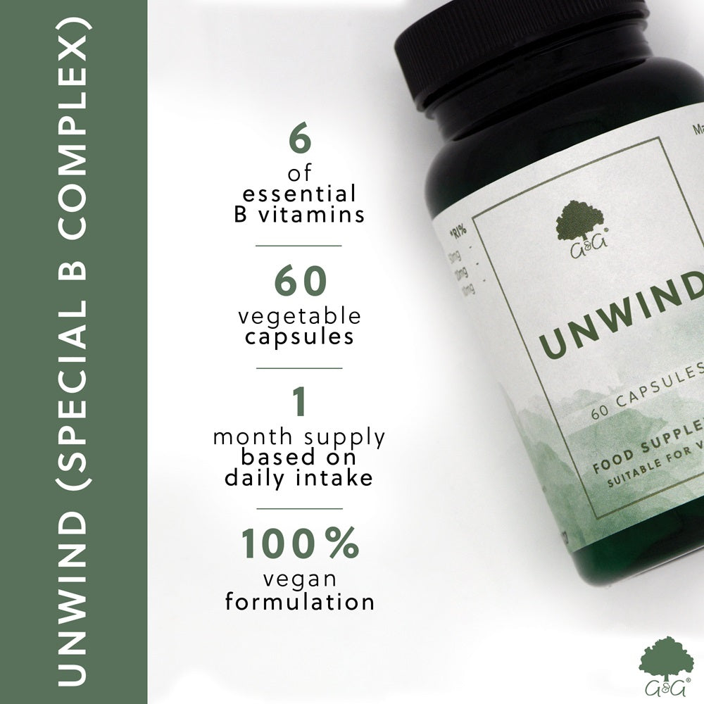 G&G Unwind Special B Complex 60 Vegan Capsules Relaxation Sleep Stress Energy