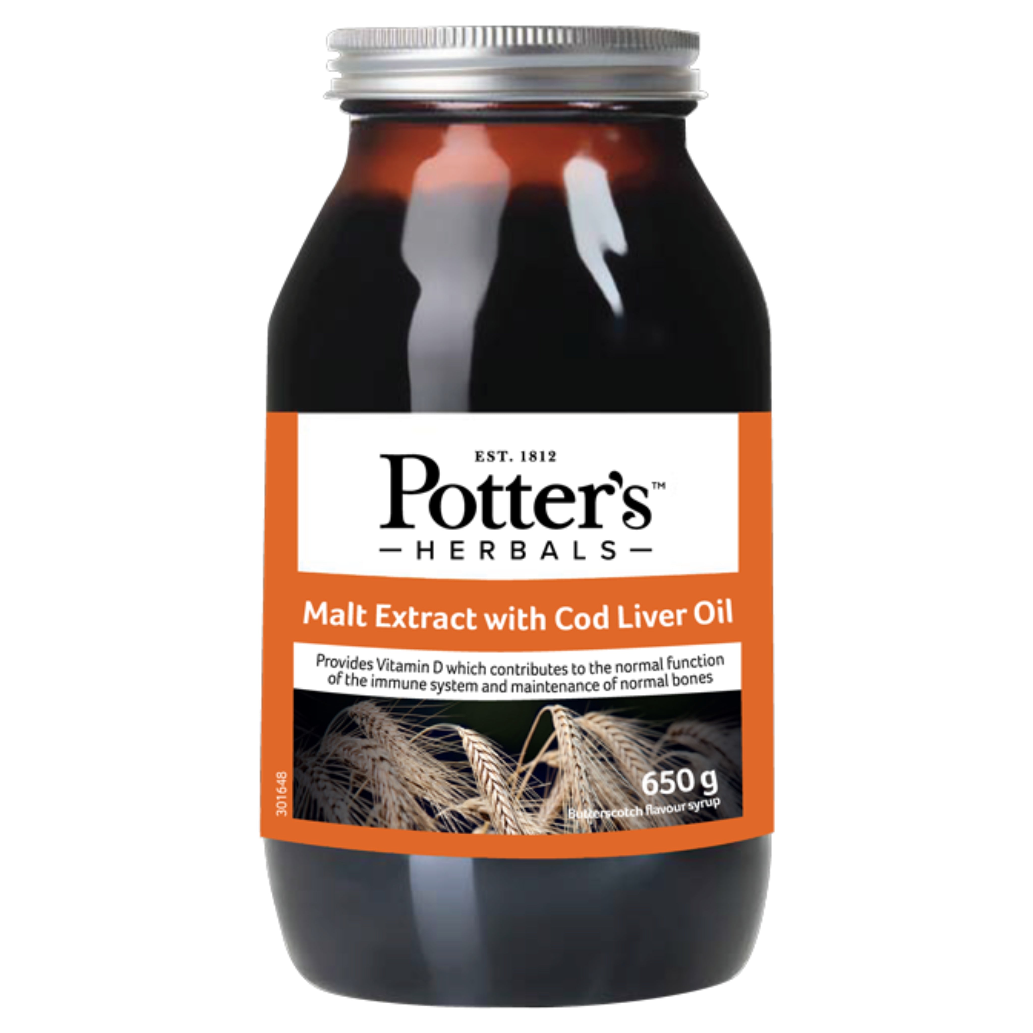 Potter's Malt Extract Cod Liver Oil 650g Vitamin D Immune Bone Support