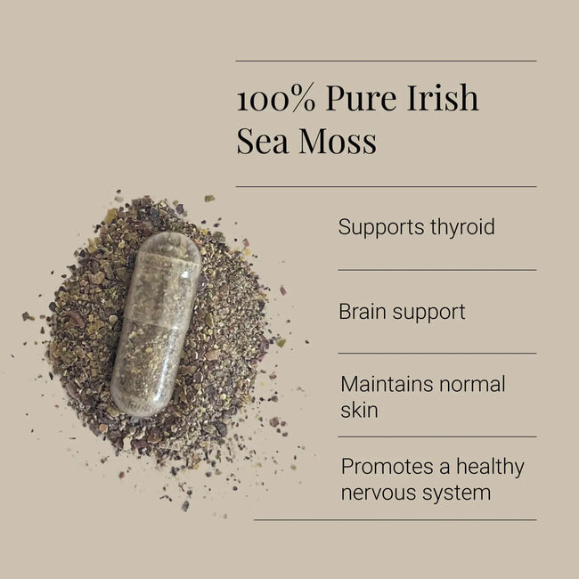 KIKI Health Organic Sea Moss 500mg 90 Capsules Irish Chondrus Crispus Energy Thyroid Gut Skin Support