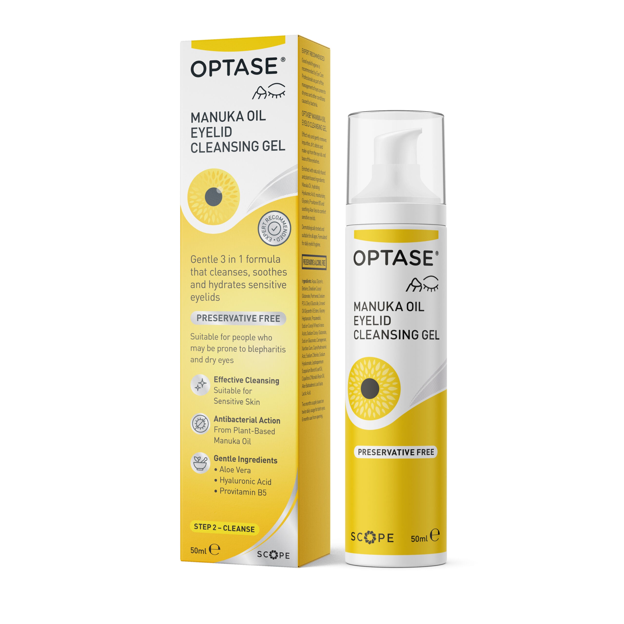 OPTASE Manuka Oil Eyelid Cleansing Gel 50ml Dry Eyes Blepharitis Cleanser