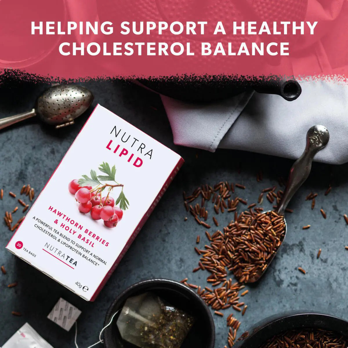 NutraTea NutraLipid Cholesterol Support Heart Health Herbal Tea 20 Tea Bags