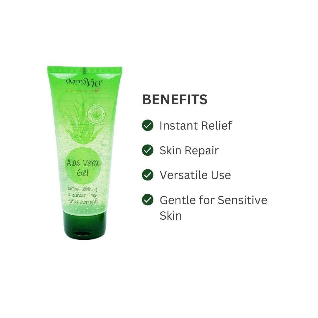 Derma V10 Aloe Vera Gel 75ml Cooling Soothing Moisturising Skin Care