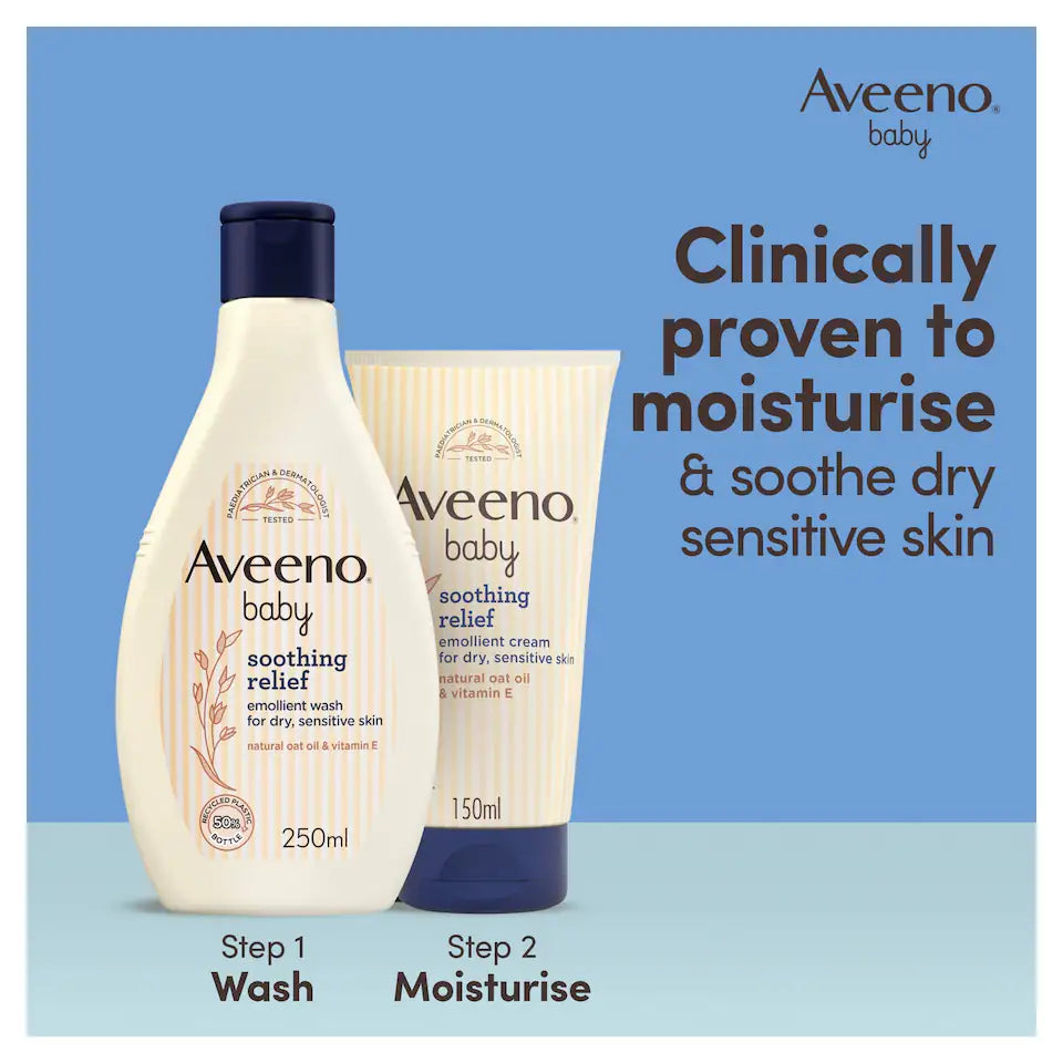Aveeno Baby Soothing Relief Emollient Wash 250ml Dry Sensitive Eczema Skin