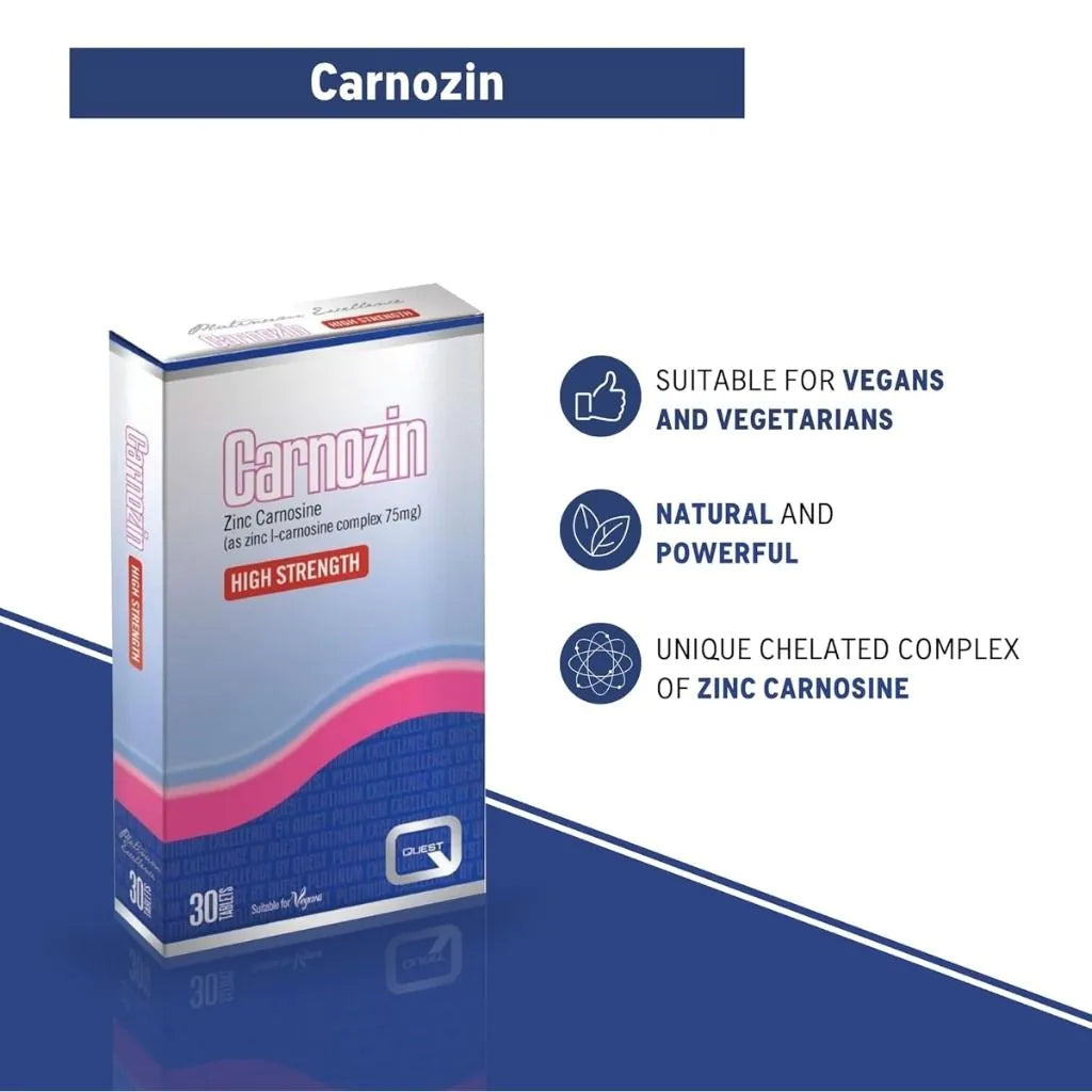 Quest Carnozin Zinc Carnosine 75mg  Gut Digestive Stomach Support 30 Capsules