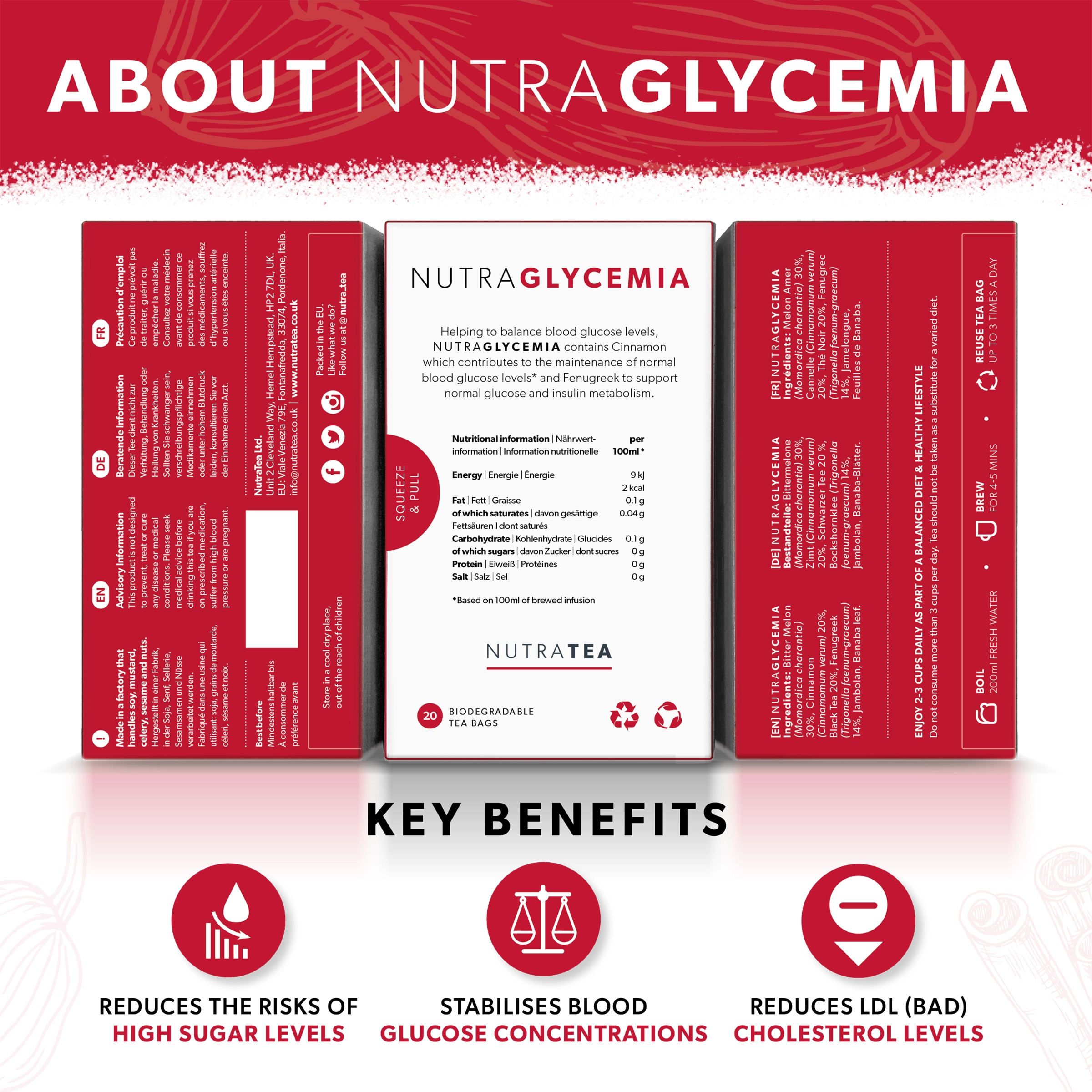 NutraTea NutraGlycemia Blood Sugar Support Tea Bags 20's
