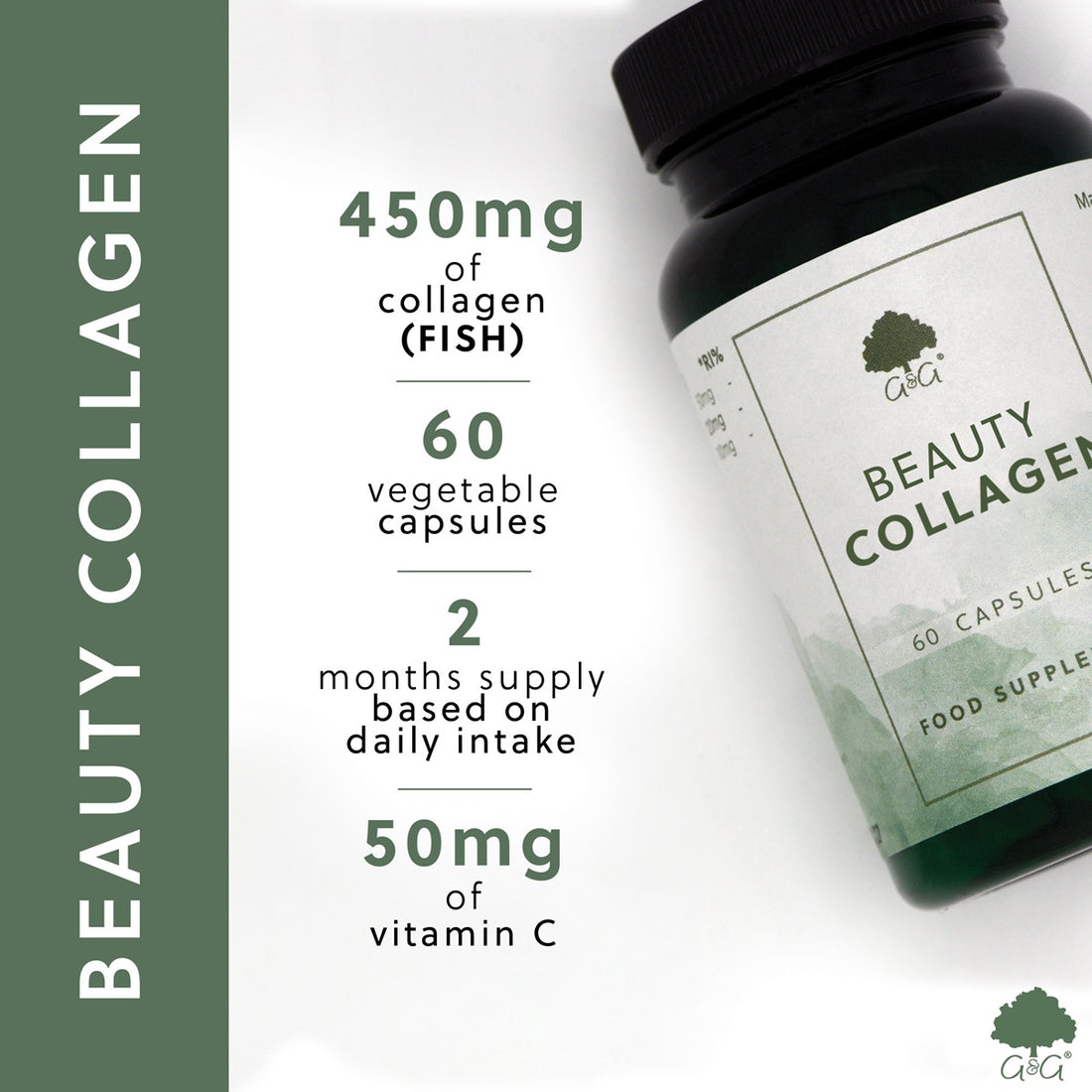 G&G Beauty Collagen 60 Capsules  Skin, Hair & Nail Support Marine Collagen FSH